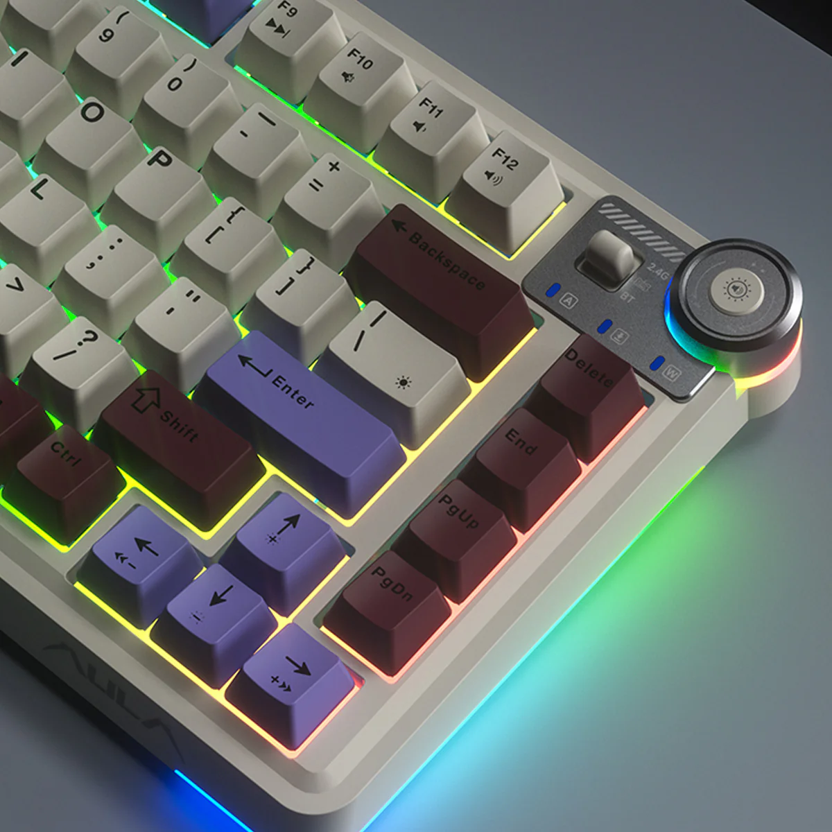 Aula AU75 3-in-1 Hot-Swap RGB Gasket Mechanical Gaming Keyboard with Multi-Function Knob (Star Vector Switch) (Beige/Purple/Red ,Black/Grey/Yellow) - Image 11