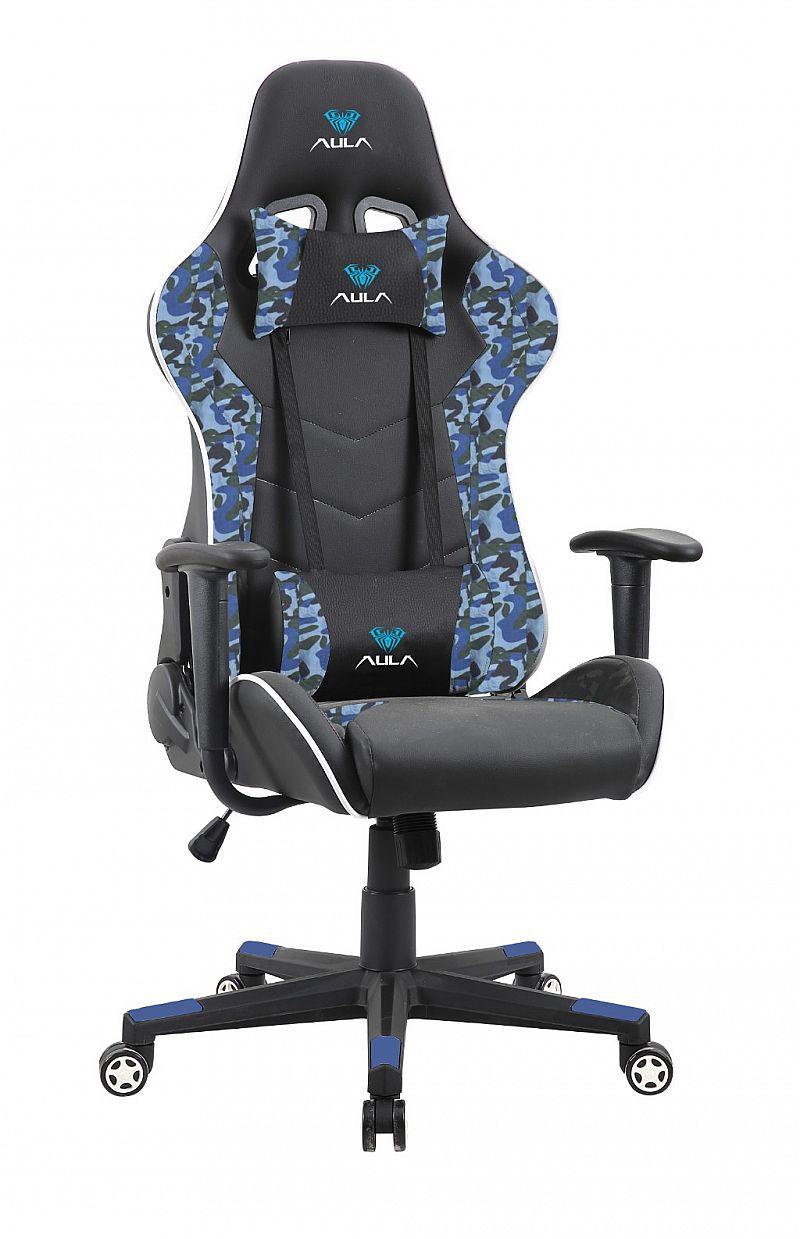 AULA F1007 Gaming Chair (Black & Blue Camouflage)