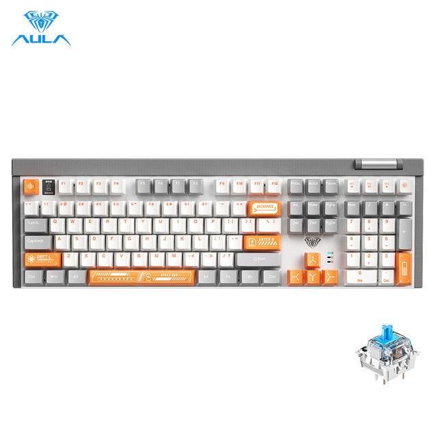 Aula Wind F3050 109-Keys 2.4G+Wired Hot-Swappable Mechanical Gaming Keyboard (Grey) (Blue Switch)