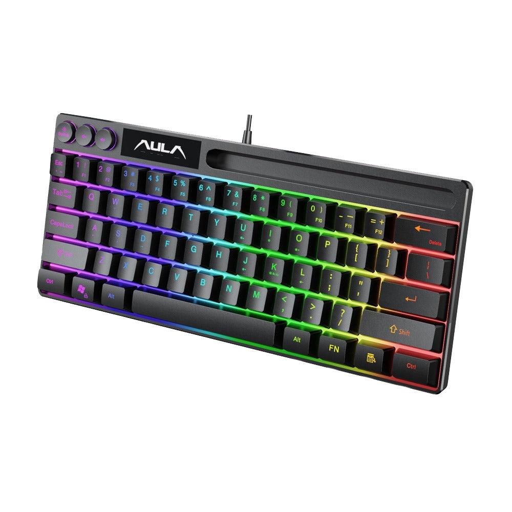 Aula Wind F3061 Membrane RGB TKL Wired Silicone Keyboard (Black) - Image 2