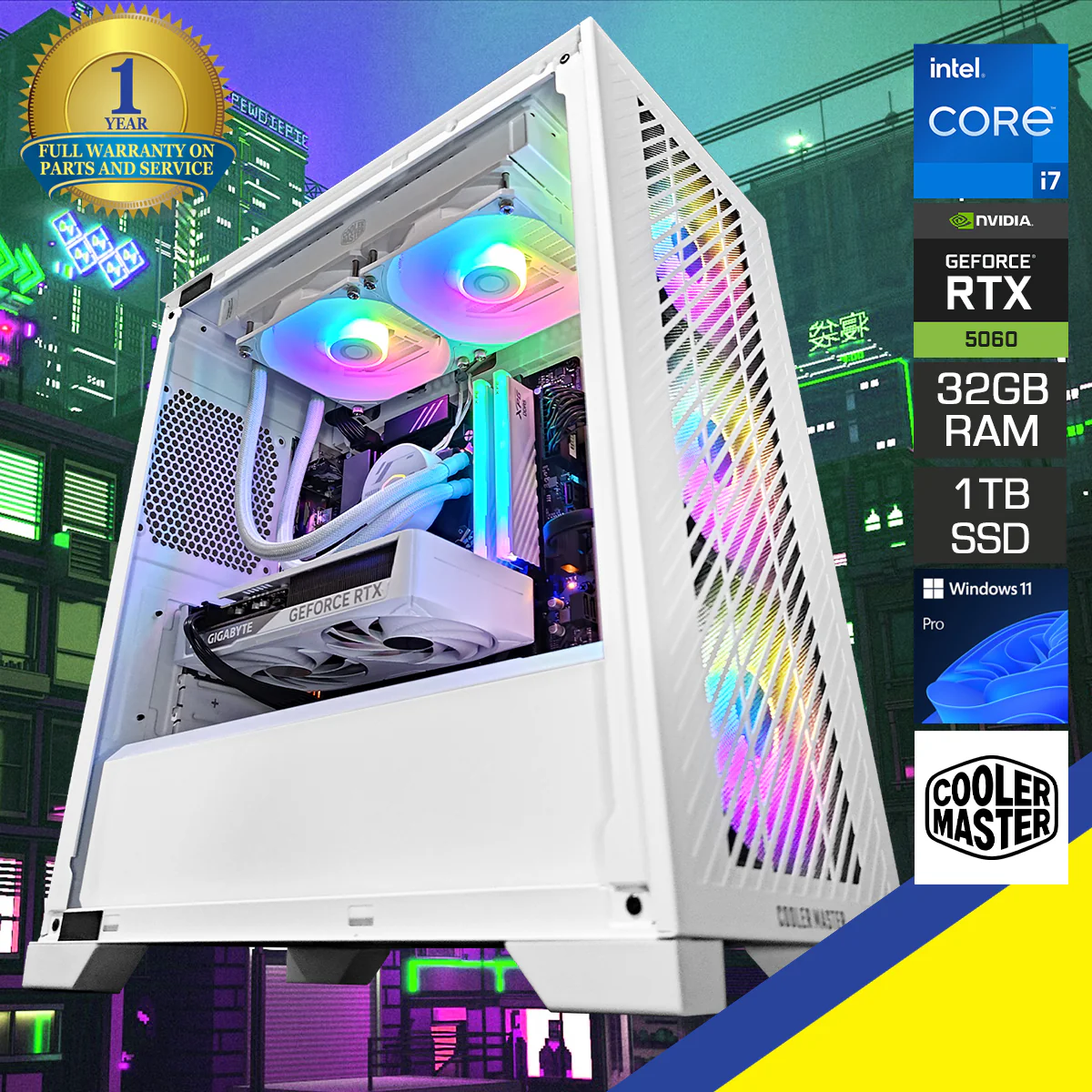 Aurora Elite 301 White Desktop Gaming PC | Intel i7 12700F | 32GB RAM | 1TB SSD | with WiFi + Bluetooth | GeForce RTX 5060 Ti OC | Windows 11 Pro - Image 10