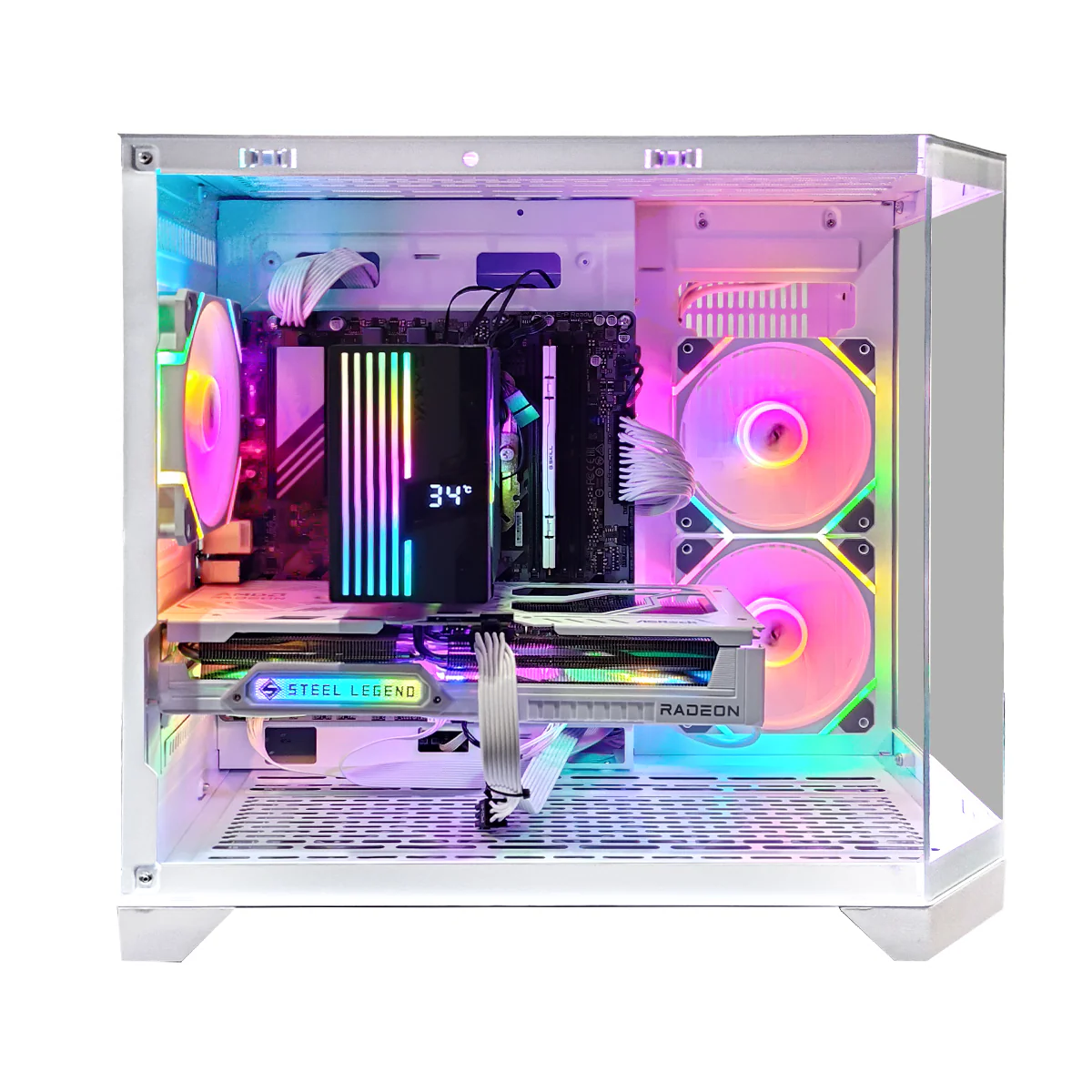 Aurora Spectra White Desktop Gaming PC | AMD Ryzen 7 7700 | 16GB RAM | 1TB SSD | RX 9060 XT | Windows 11 Pro - Image 2
