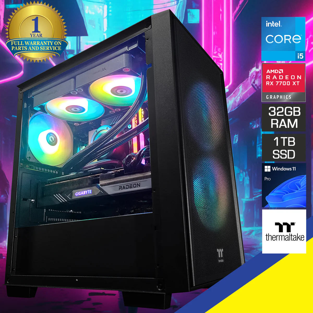 Aurora Versa H16 Black Desktop Gaming PC | Intel i5 14600KF | 32GB RAM | 1TB SSD | RX 7700 XT | Windows 11 Pro - Image 9