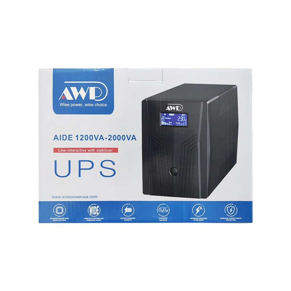 AWP Aide Pro LCD 2000VA 1200W Line-Interactive UPS with Stabilizer - Image 6