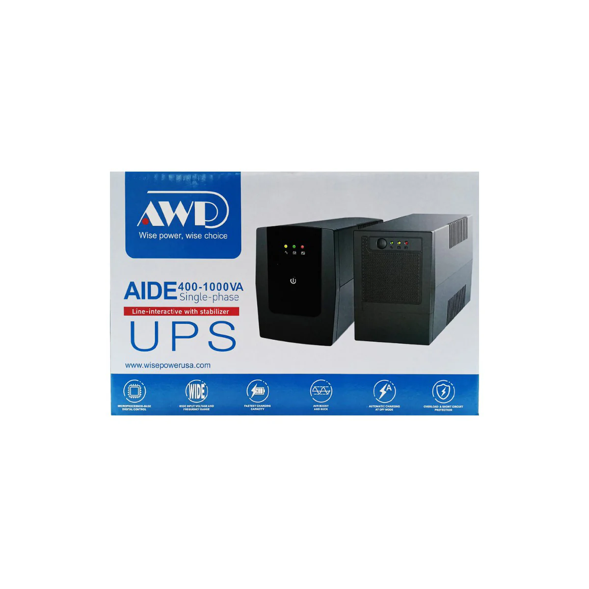 AWP Aide Single-Phase 650VA 390W Line-Interactive UPS with Stabilizer - Image 2