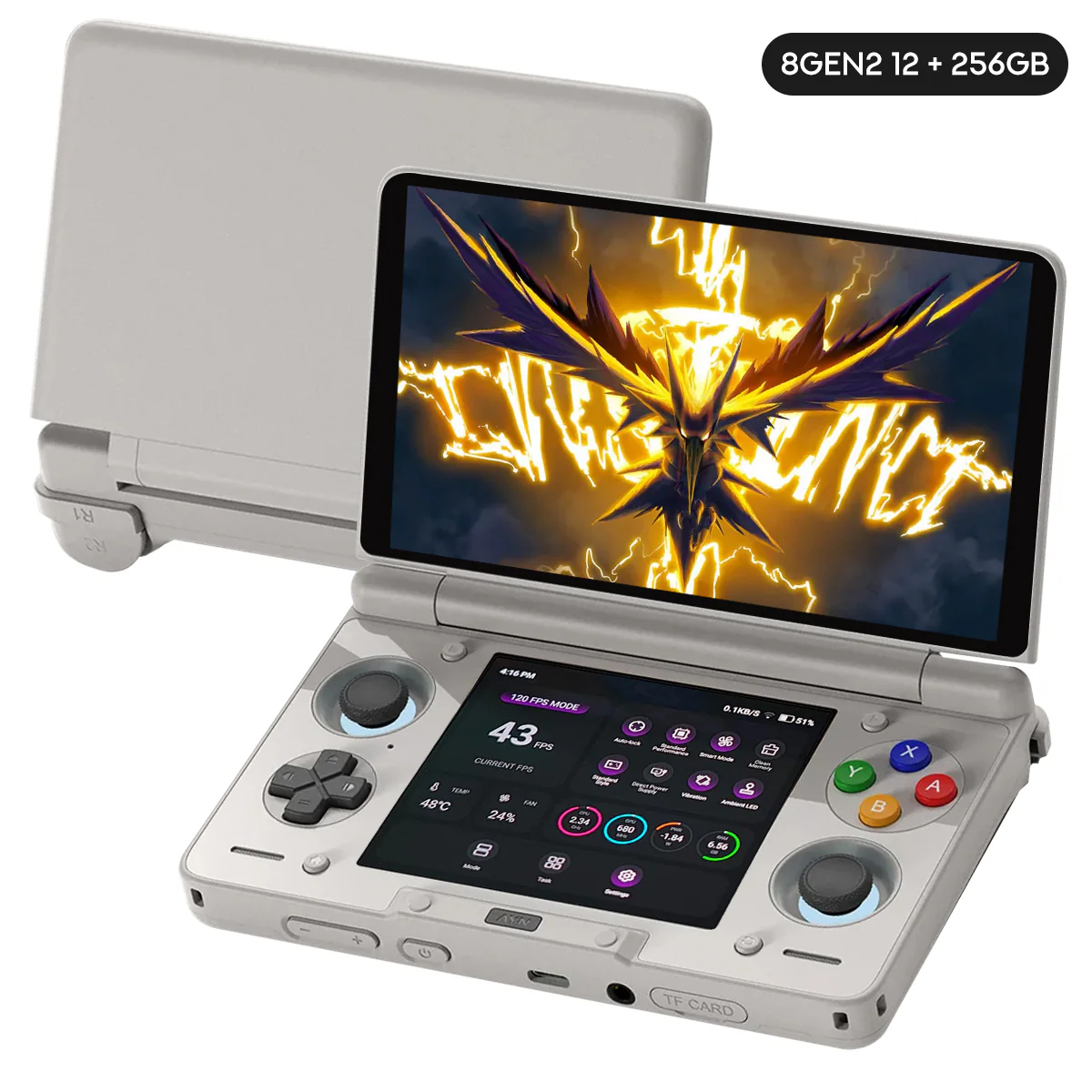 AYN Thor Pro Qualcomm Snapdragon CPU 6" AMOLED Touch Screen (1080x1920) 120Hz + 3.92" AMOLED Touch Display (1080x1240) 60Hz 8Gen2 12GB RAM + 256GB SSD Android 13 Gaming Handheld (Rainbow) - Image 6