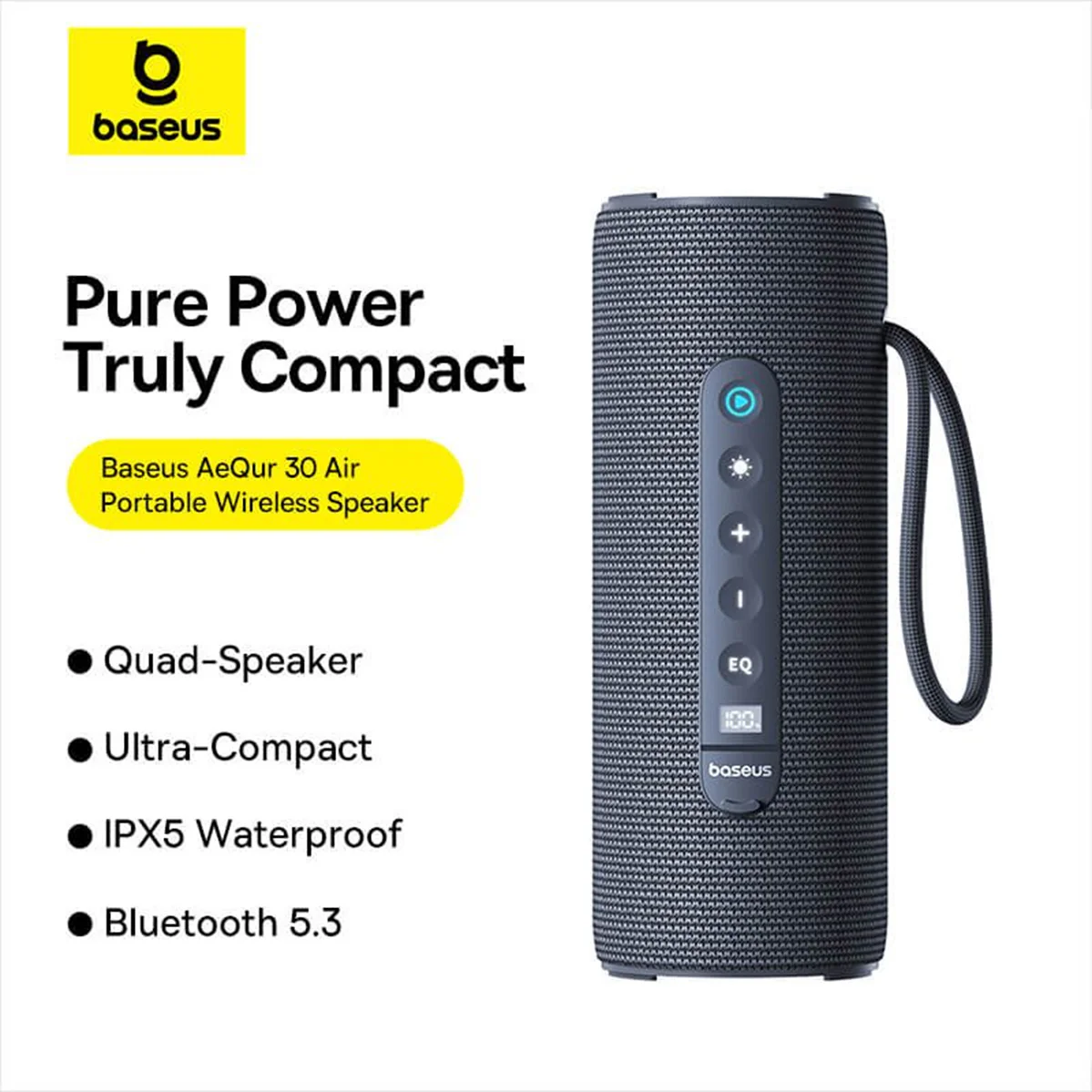 Baseus AeQur 30 Air Portable Wireless Speaker (Twilight Grey) (A20072600826-00) - Image 4