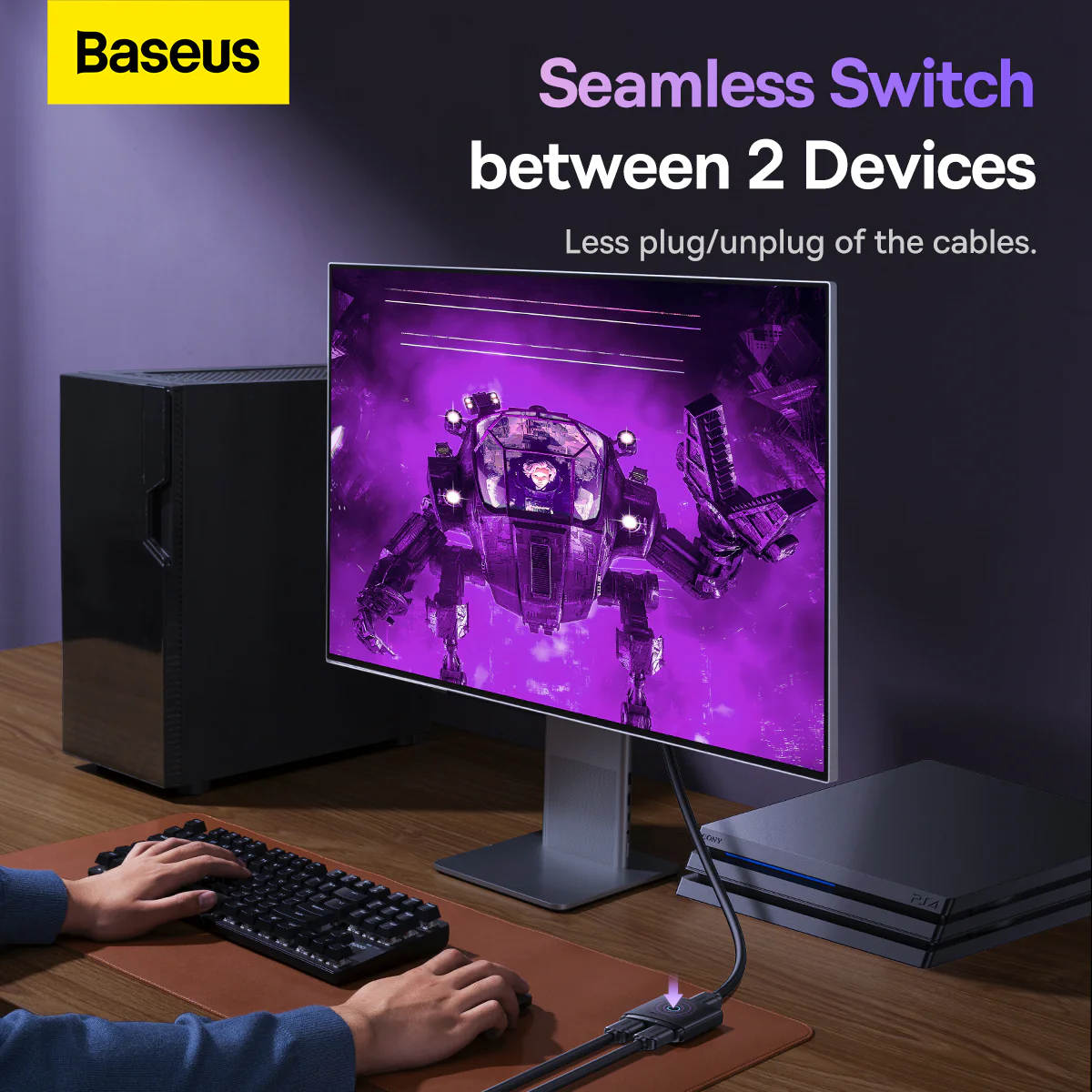 Baseus AirJoy Series 2-in-1 Bidirectional HDMI Switch (Cluster Black) (B01331105111-00) - Image 9