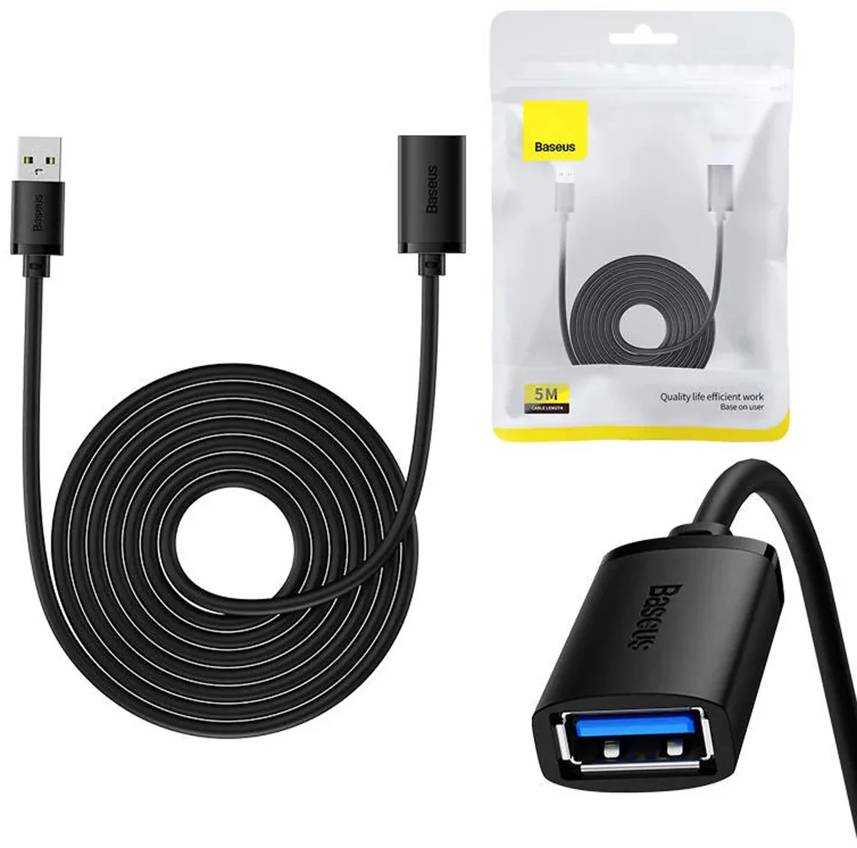 Baseus AirJoy Series USB3.0 Extension Cable 5m (Cluster Black) (B00631103111-05) - Image 7