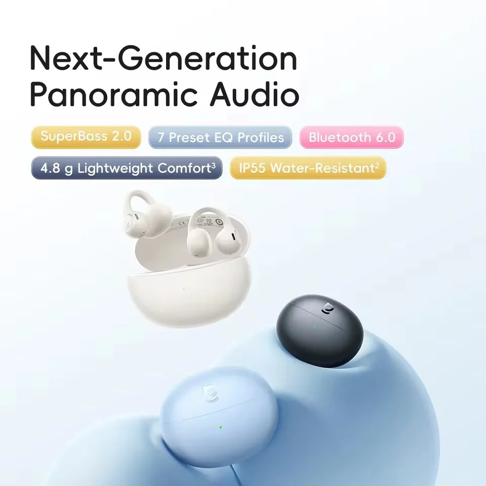 Baseus Bass BC1 Lite Open-Ear True Wireless Earbuds (Cosmic Black, Starlight Off-White, Galaxy Blue) (A0102M03, A0102M04, A0102M05) - Image 9
