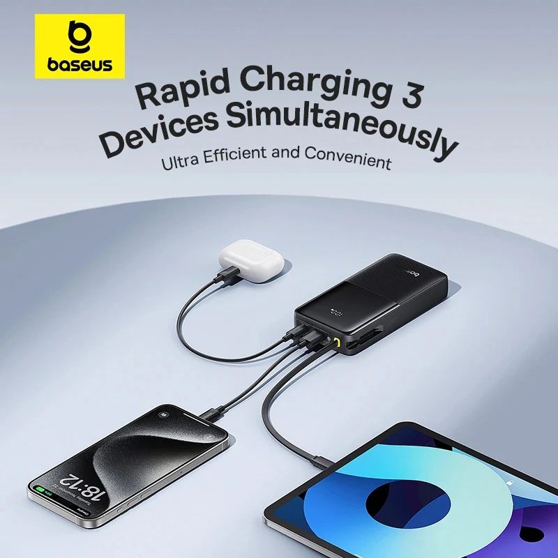 Baseus Bipow 2 Power Bank 20000mAh 20W with USB-C Cable (Cluster Black) (P10077101113-01) - Image 4