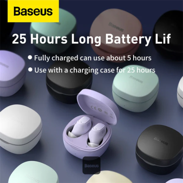 Baseus Bowie WM01 Mini In-ear True Wireless Earphone (Black, White, Purple, Green) (NGTW370001, NGTW370002, NGTW370005, NGTW370006) - Image 2