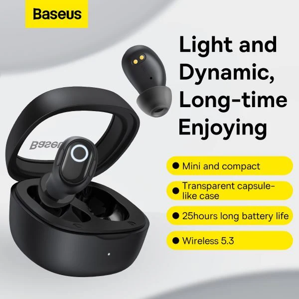 Baseus Bowie WM02 Mini In-ear True Wireless Earphone (Black, Creamy White, Blue, Purple) (NGTW370201, NGTW370202, NGTW370203, NGTW370205) - Image 5
