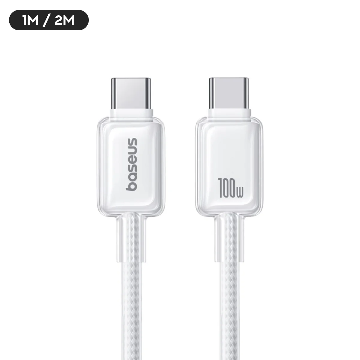 Baseus Crystal Fast Charging Data Cable USB-A to USB-C 100W (Moon White) (1M , 2M)