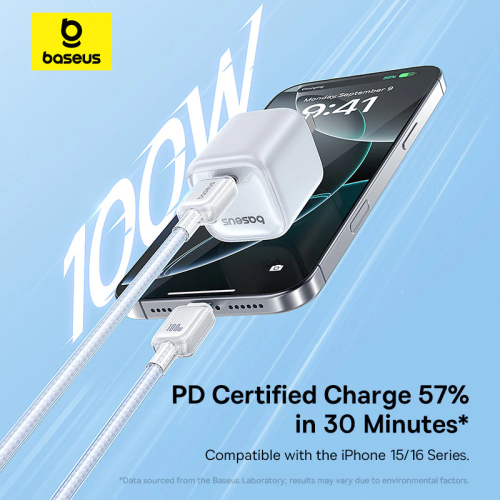 Baseus Crystal Fast Charging Data Cable USB-A to USB-C 100W (Moon White) (1M , 2M) - Image 10