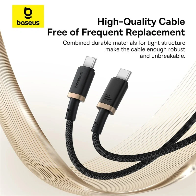 Baseus Dura Series Fast Charging Cable USB-C to USB-C 100W 2M (Gold/Black) (P10377803U01-02) - Image 6