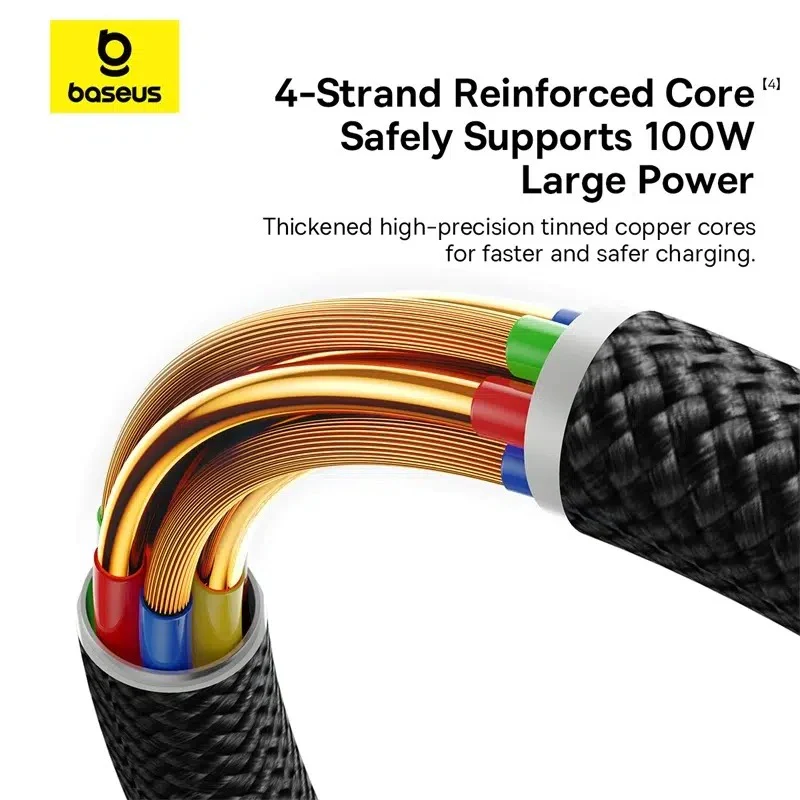 Baseus Dura Series Fast Charging Cable USB-C to USB-C 100W 2M (Gold/Black) (P10377803U01-02) - Image 8