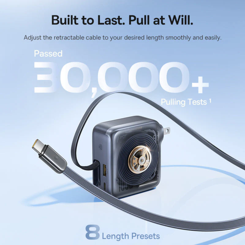 Baseus EnerCore CJ11 Fast Charger with Retractable Cable 2C+U 100W (Cluster Black) (E0120N00) - Image 5