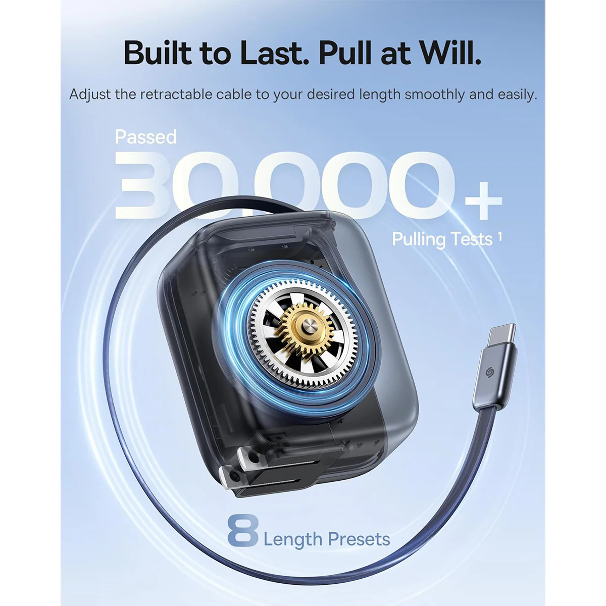 Baseus EnerCore CJ11 Fast Charger with Retractable Cable 45W (Cosmic Black) (E0120C00) - Image 2