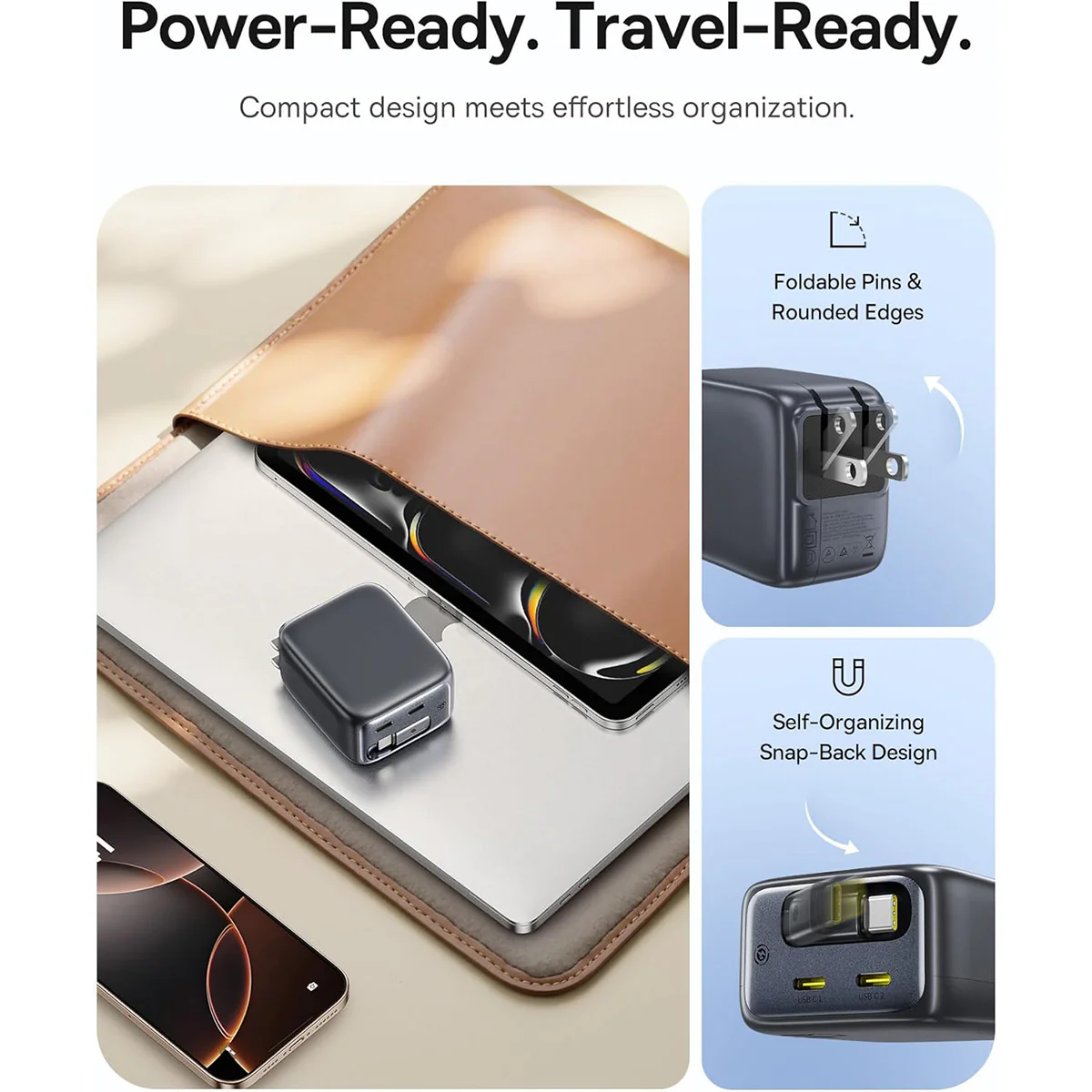 Baseus EnerCore CJ11 Fast Charger with Retractable Cable 45W (Cosmic Black) (E0120C00) - Image 4