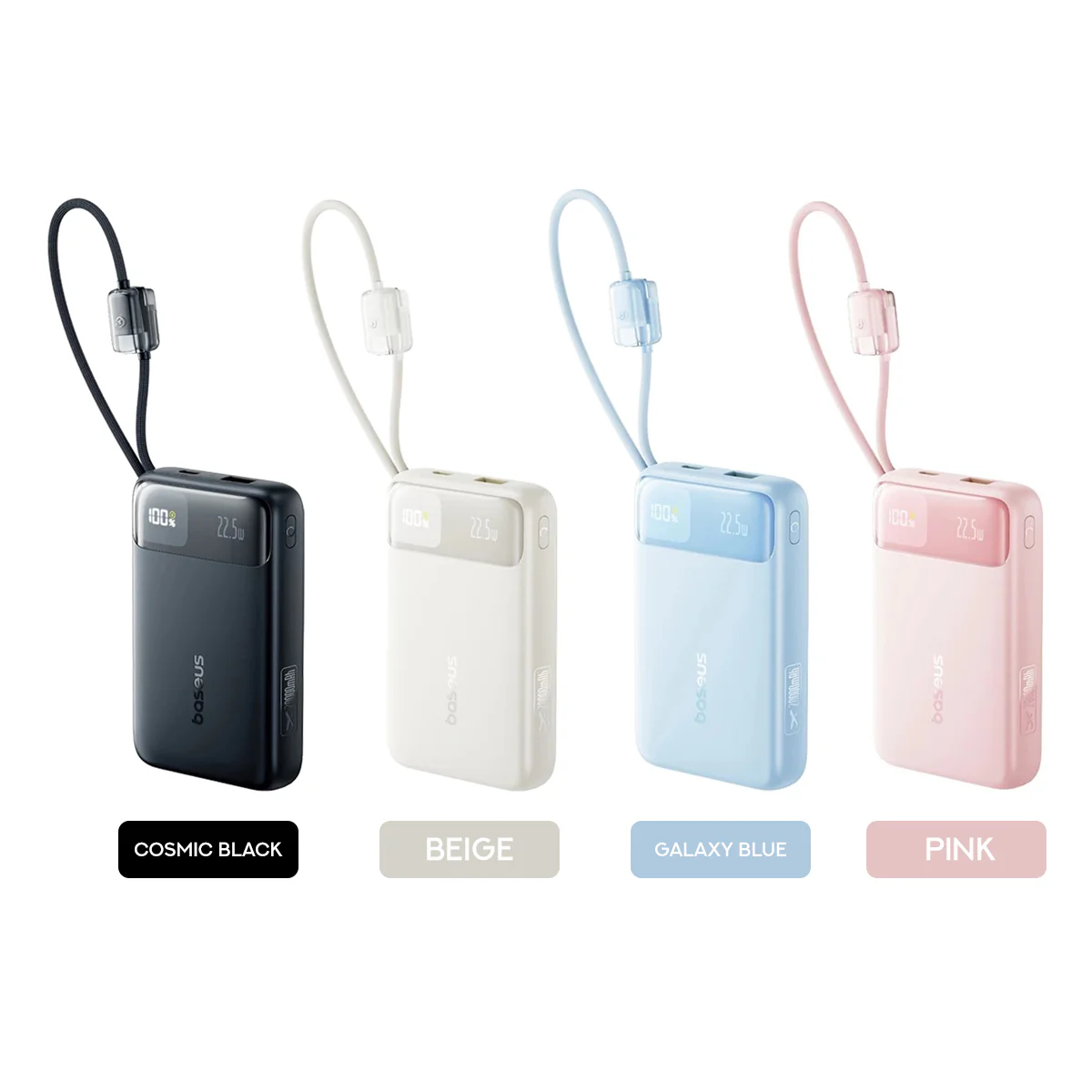 Baseus EnerFill FC11 Digital Display Power Bank with Dual Built-in Cables 20000mAh 22.5W (Cosmic Black, Beige, Galaxy Blue, Baby Pink) (E0027S04, E0027S05, E0027S06, E0027S07) - Image 12