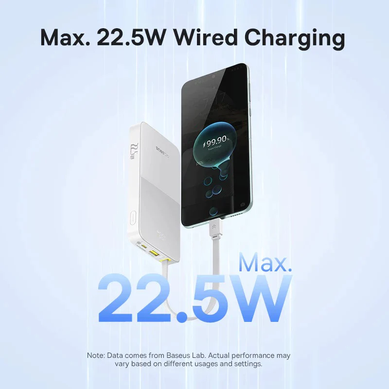 Baseus EnerFill FC51 Bipow 2 Pro Digital Display Power Bank with Built-in Cable 10000mAh 22.5W (Cosmic Black, Moon White) - Image 11