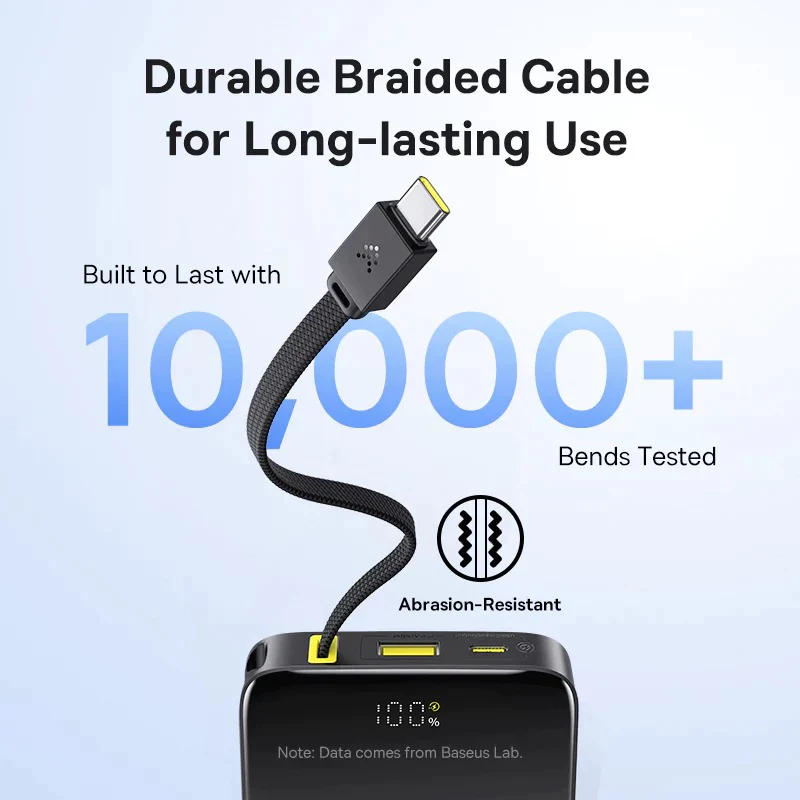 Baseus EnerFill FC51 Bipow 2 Pro Digital Display Power Bank with Built-in Cable 10000mAh 22.5W (Cosmic Black, Moon White) - Image 8