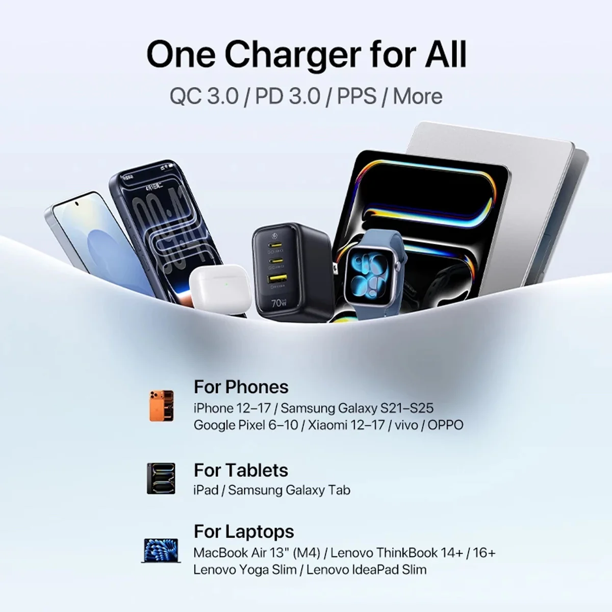 Baseus EnerFill FE22 Fast Charger 2C+U 70W (Cosmic Black) (E0123600) - Image 9
