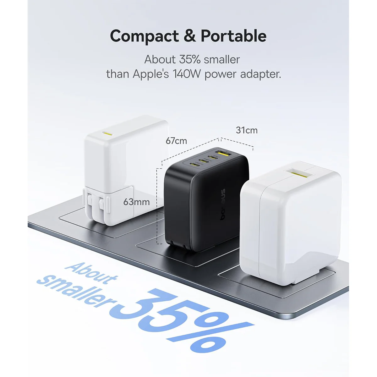 Baseus EnerFill FH11 GaN Fast Charger 3C+U 140W (Cosmic Black) (E0121K00) - Image 7