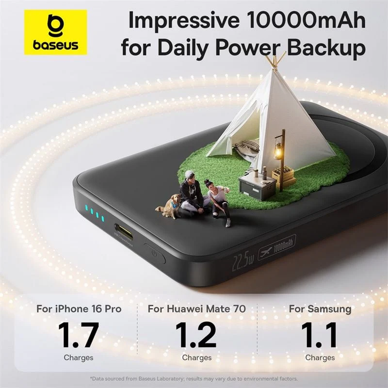 Baseus EnerFill FM11 Ultra-Mini Magnetic Power Bank 10000mAh 22.5W (Cosmic Black) (P1008210E123-00) - Image 8