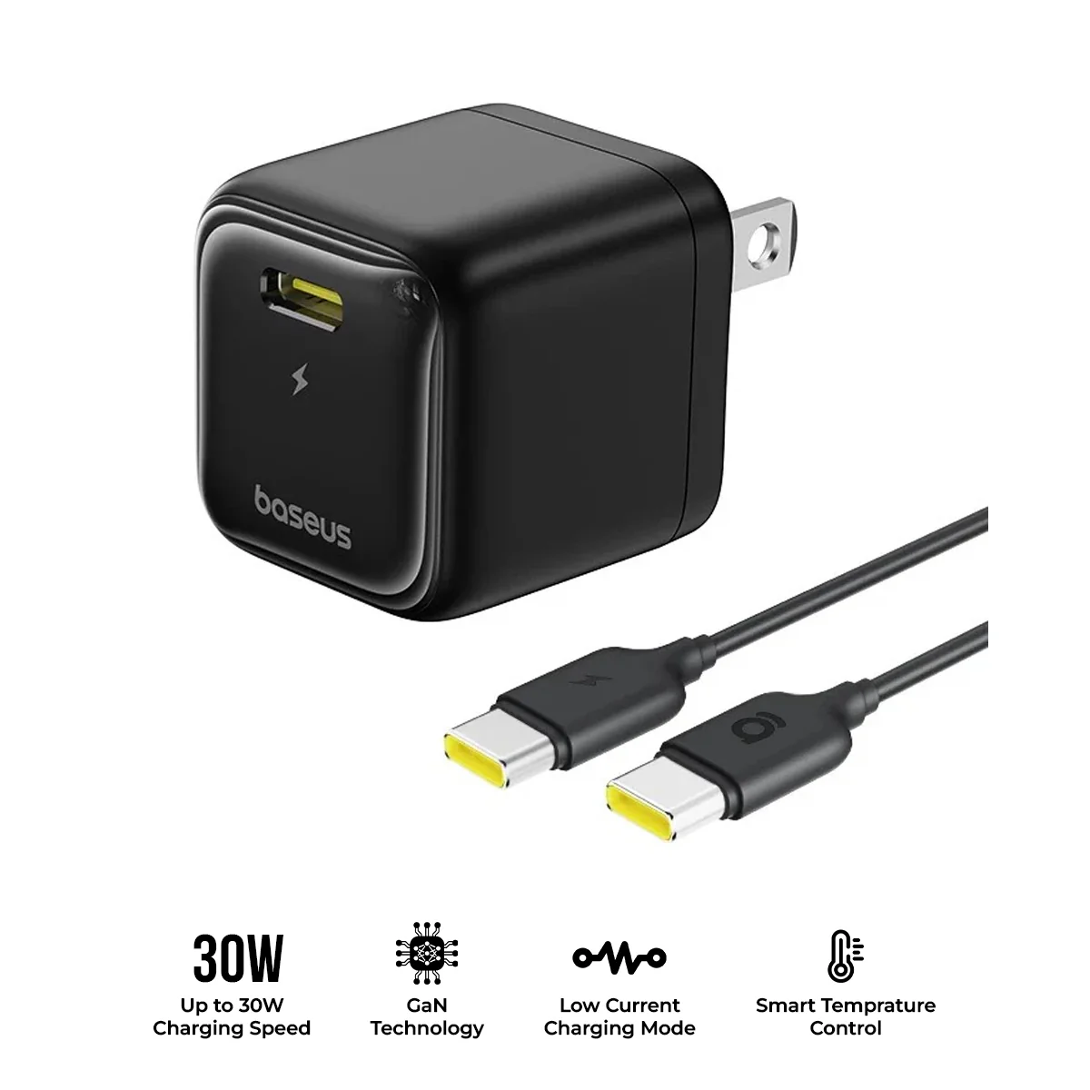 Baseus EnerFill FN21 Fast Charger 1C 30W includes USB-C to USB-C Cable 60W 1m (Cosmic Black) (E0122100)