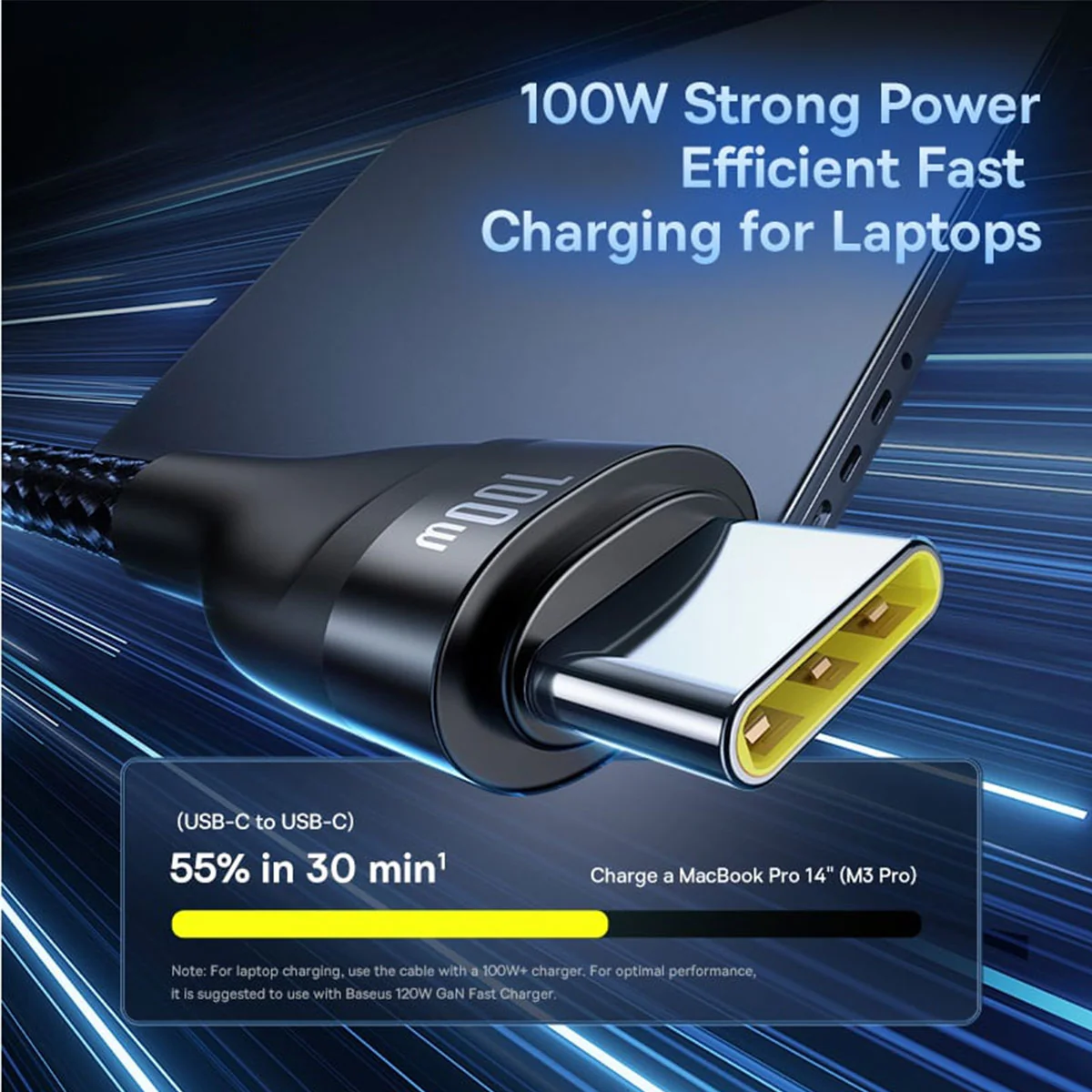 Baseus Flash Series III One-For-Three Fast Charging Cable U+C to C+C+L 100W 1.5m (Cluster Black) (P10377501111-00) - Image 10