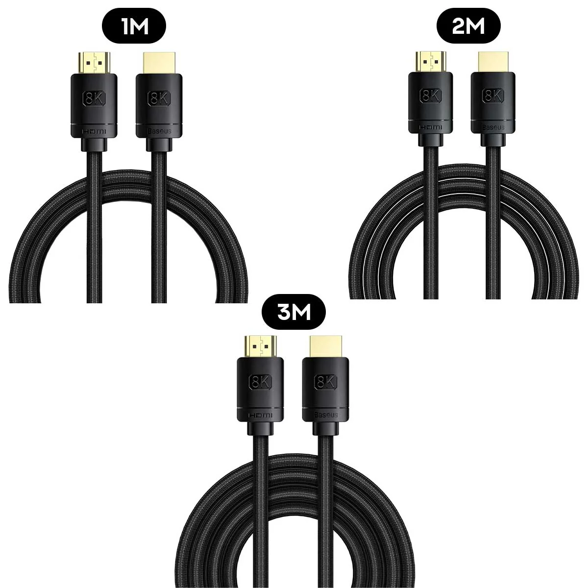 Baseus High Definition Series HDMI 8K To HDMI 8K Adapter Cable (Black) (1m, 2m, 3m) (CAKGQ-J01, CAKGQ-K01, CAKGQ-L01)