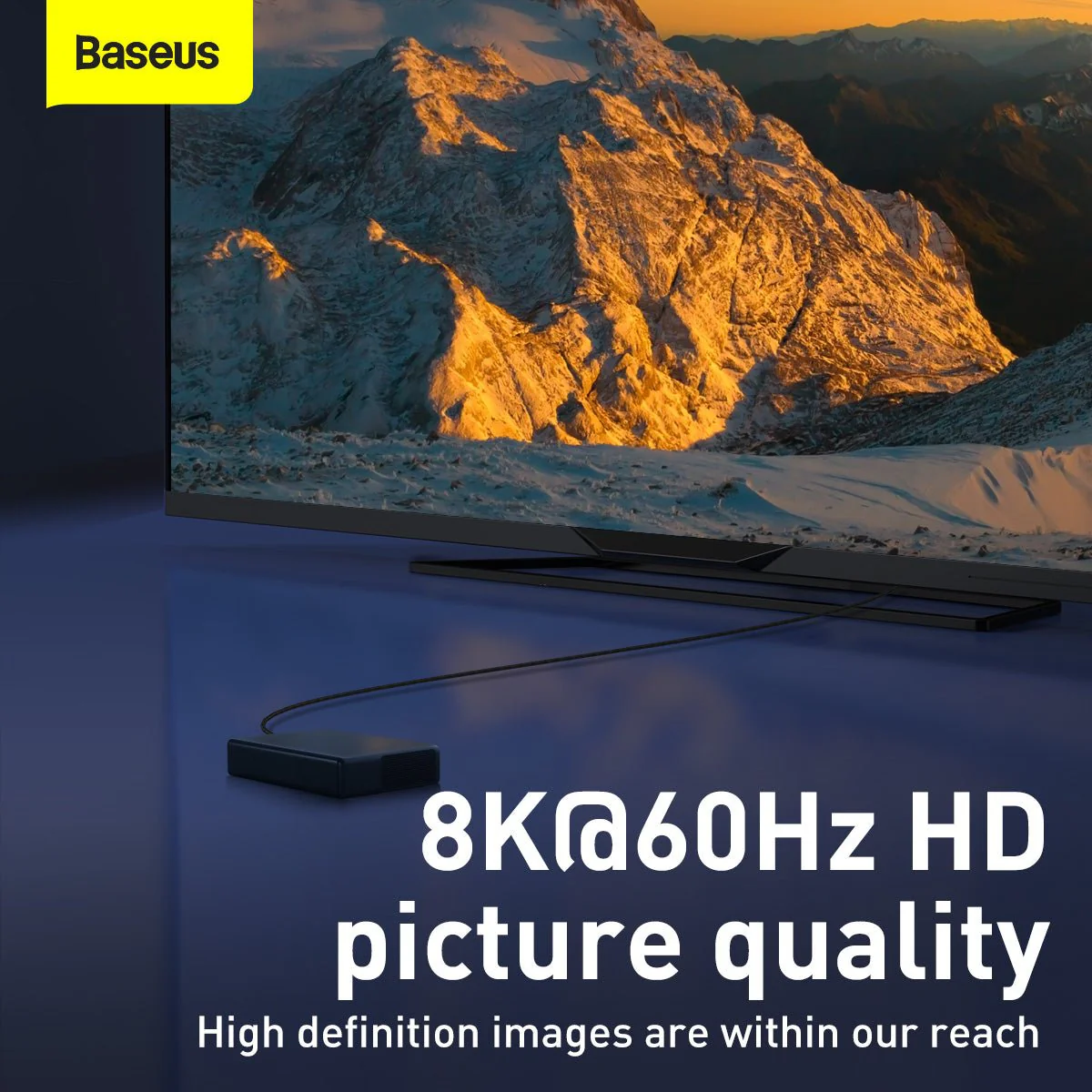 Baseus High Definition Series HDMI 8K To HDMI 8K Adapter Cable (Black) (1m, 2m, 3m) (CAKGQ-J01, CAKGQ-K01, CAKGQ-L01) - Image 2