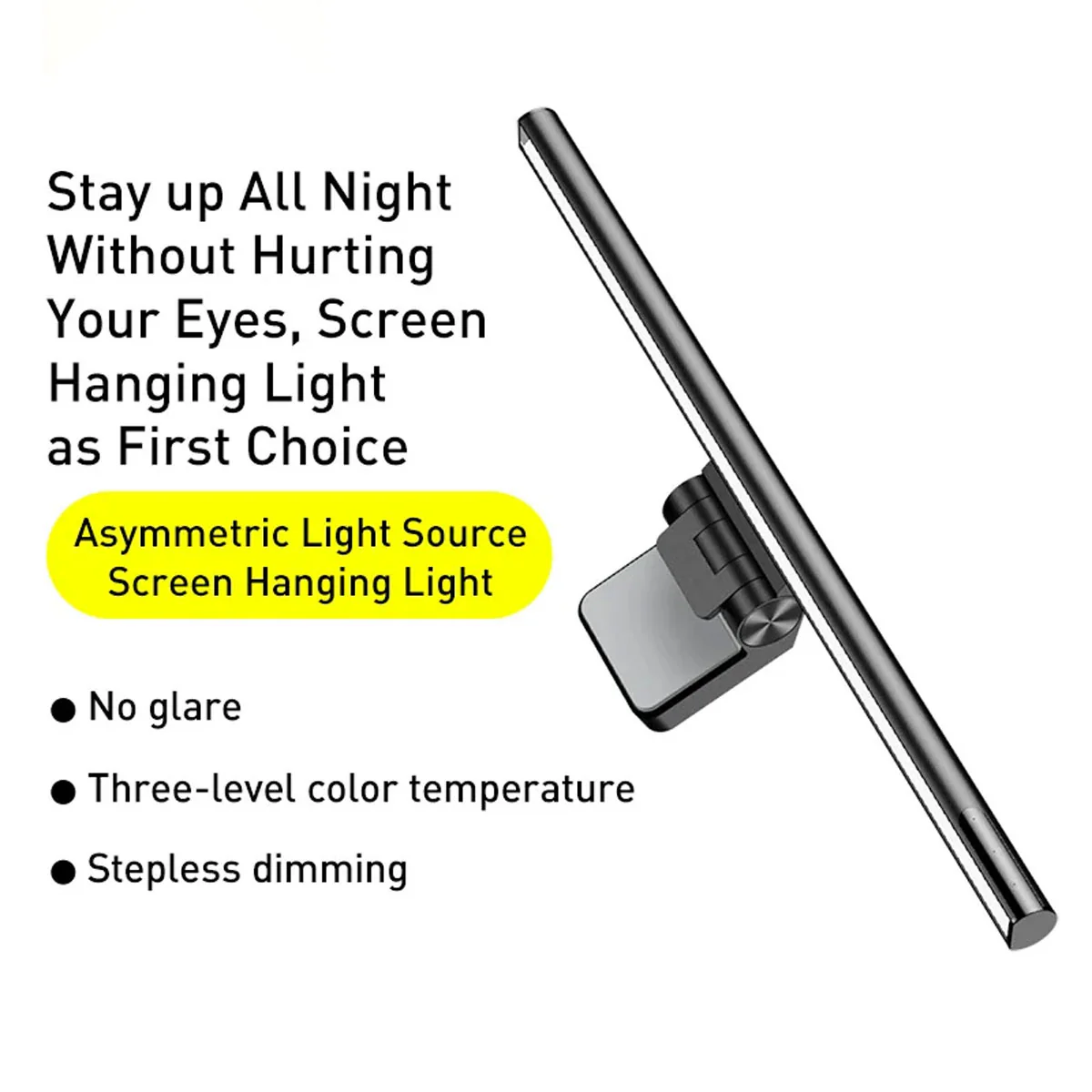 Baseus i-wok Series USB Asymmetric Light Source Screen Hanging Light Youth (Black) (DGIWK-B01) - Image 8