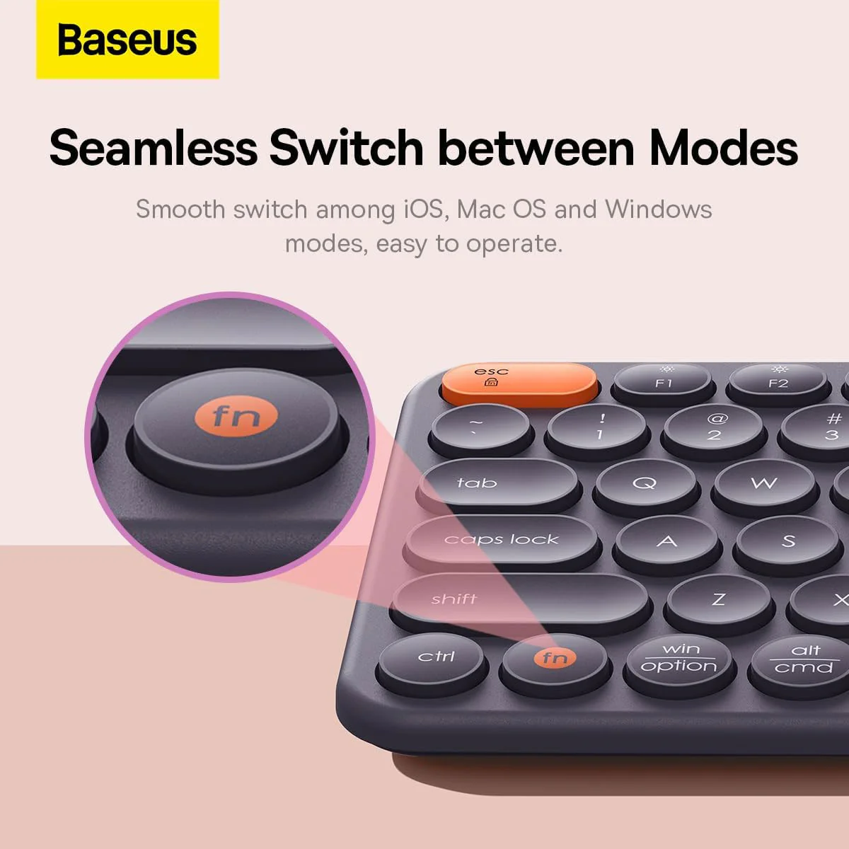 Baseus K01B Wireless Tri-Mode Keyboard (Frosted Grey) (B00955504833-00) - Image 10