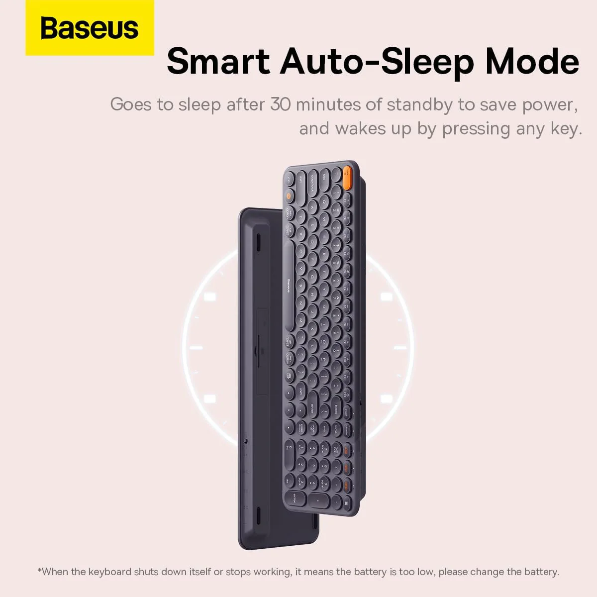 Baseus K01B Wireless Tri-Mode Keyboard (Frosted Grey) (B00955504833-00) - Image 5