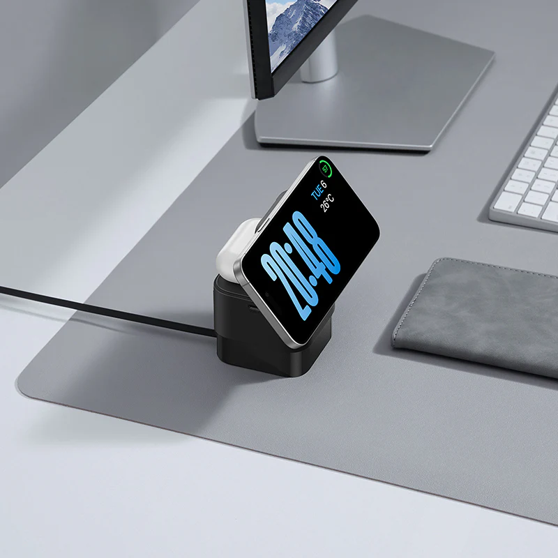 Baseus MagPro 3-in-1 Magnetic Wireless Charger Includes MagPro Magnetic Wireless Charger for E-Watch 25W (Cosmic Black) (P10264100123-01) - Image 5