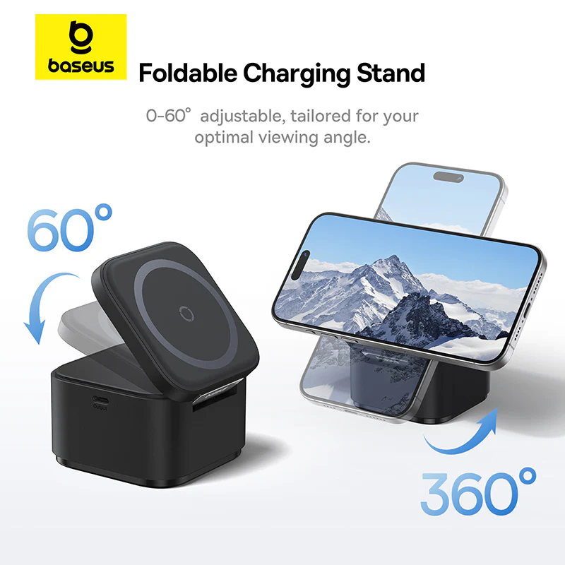 Baseus MagPro 3-in-1 Magnetic Wireless Charger Includes MagPro Magnetic Wireless Charger for E-Watch 25W (Cosmic Black) (P10264100123-01) - Image 6