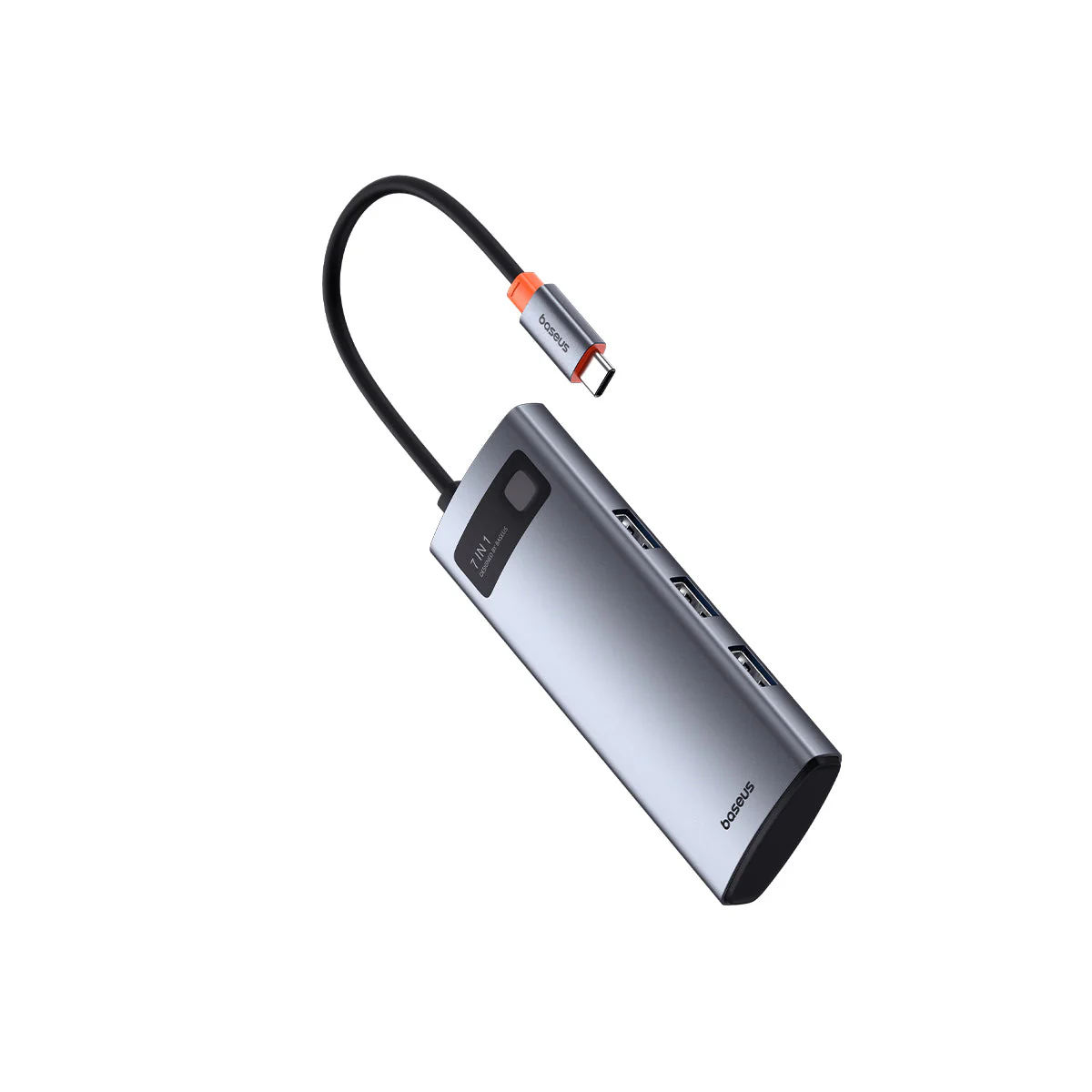 Baseus Metal Gleam Series 7-Port Hub USB-C to HDMI 4K@60Hz + 3xUSB 3.0 + PD + SD/TF (Space Grey) (B00030708811-00) - Image 2