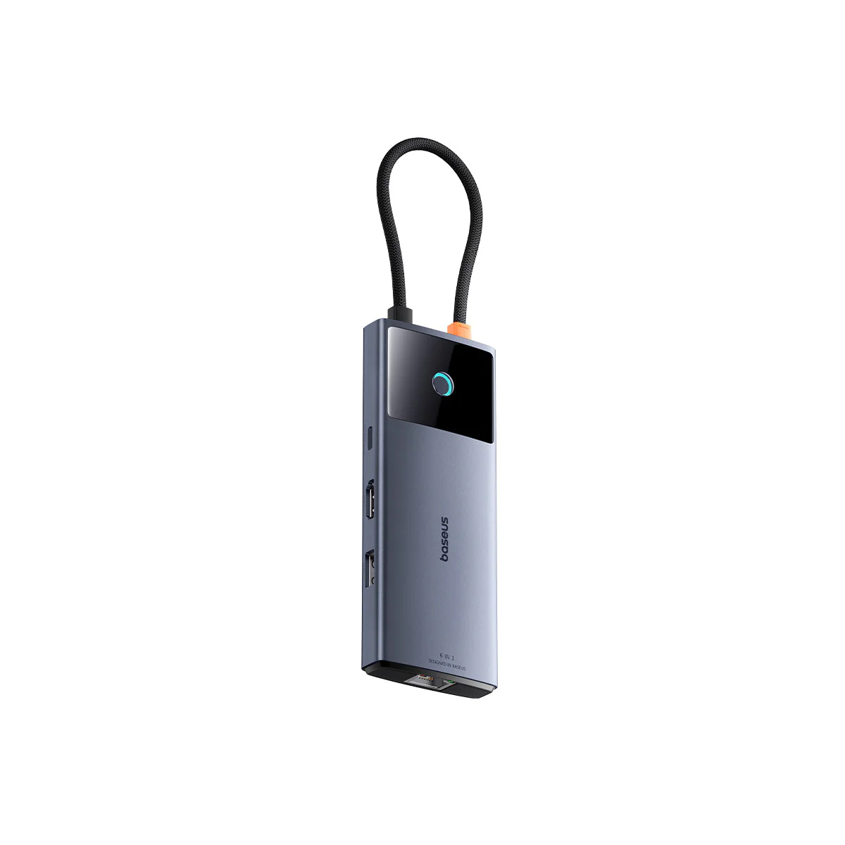 Baseus Metal Gleam Series II 6-Port Hub USB-C to HDMI 4K@60Hz + USB-C + 2xUSB-A + RJ45 + PD (Space Grey) (B00061802813-00) - Image 5