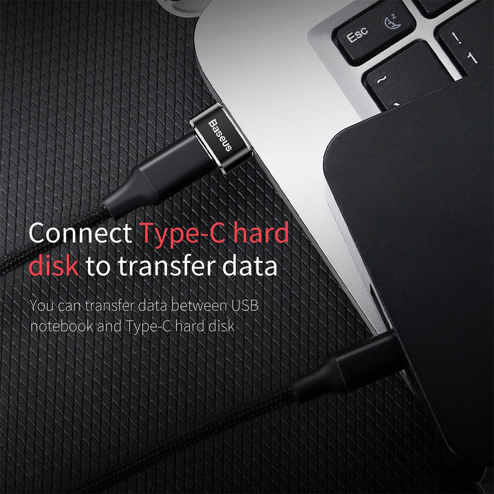 Baseus Mini Type-C Female to USB Male Adapter Converter (Black) (CAAOTG-01) - Image 6