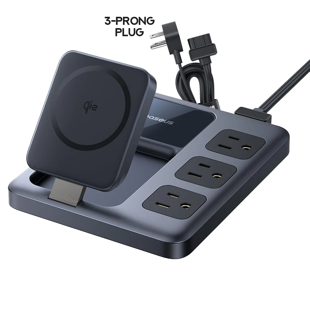 Baseus Nomos 8-in-1 Slim Charging Station Qi2 3AC+1U+3C+ Magnetic Wireless 67W 1.5m (Cosmic Black) (E00078800123-00) - Image 10
