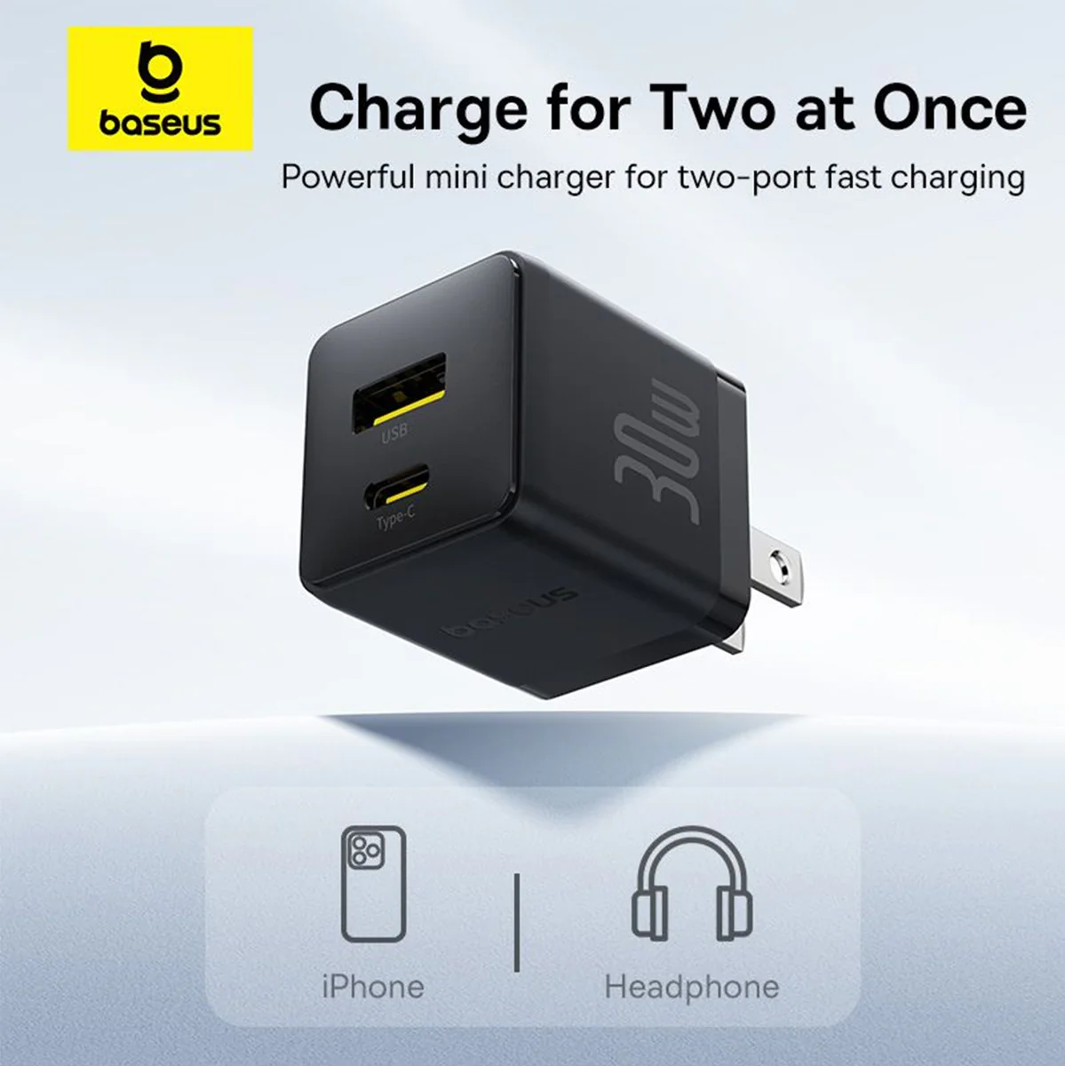 Baseus Palm Fast Charger C+U 30W (Cluster Black) (P1011160B113-00) - Image 12