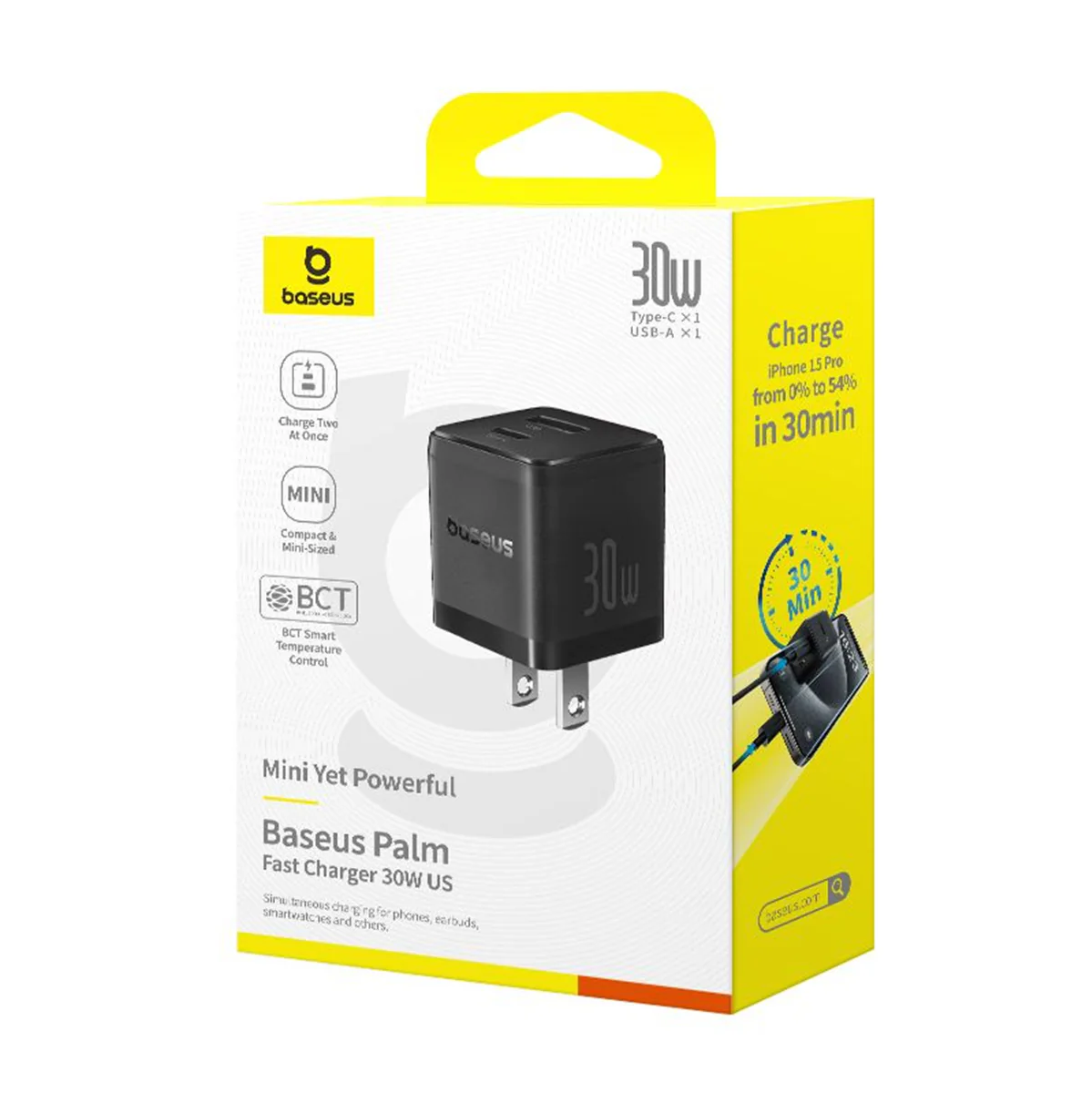 Baseus Palm Fast Charger C+U 30W (Cluster Black) (P1011160B113-00) - Image 9