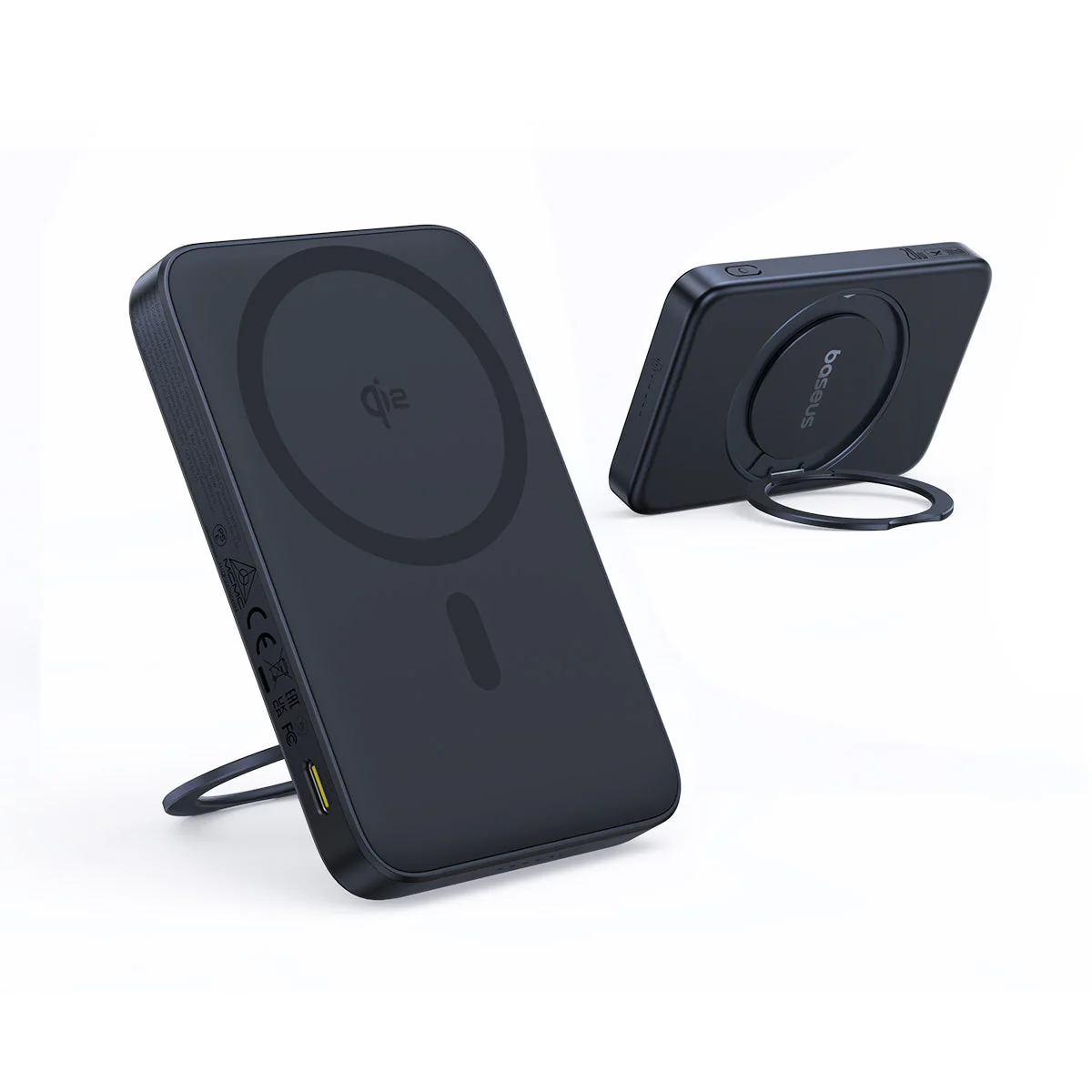 Baseus PicoGo Qi2 Magnetic Power Bank 5000mAh 20W with Rotatable Stand (Cosmic Black) (P10076802123-00) - Image 3