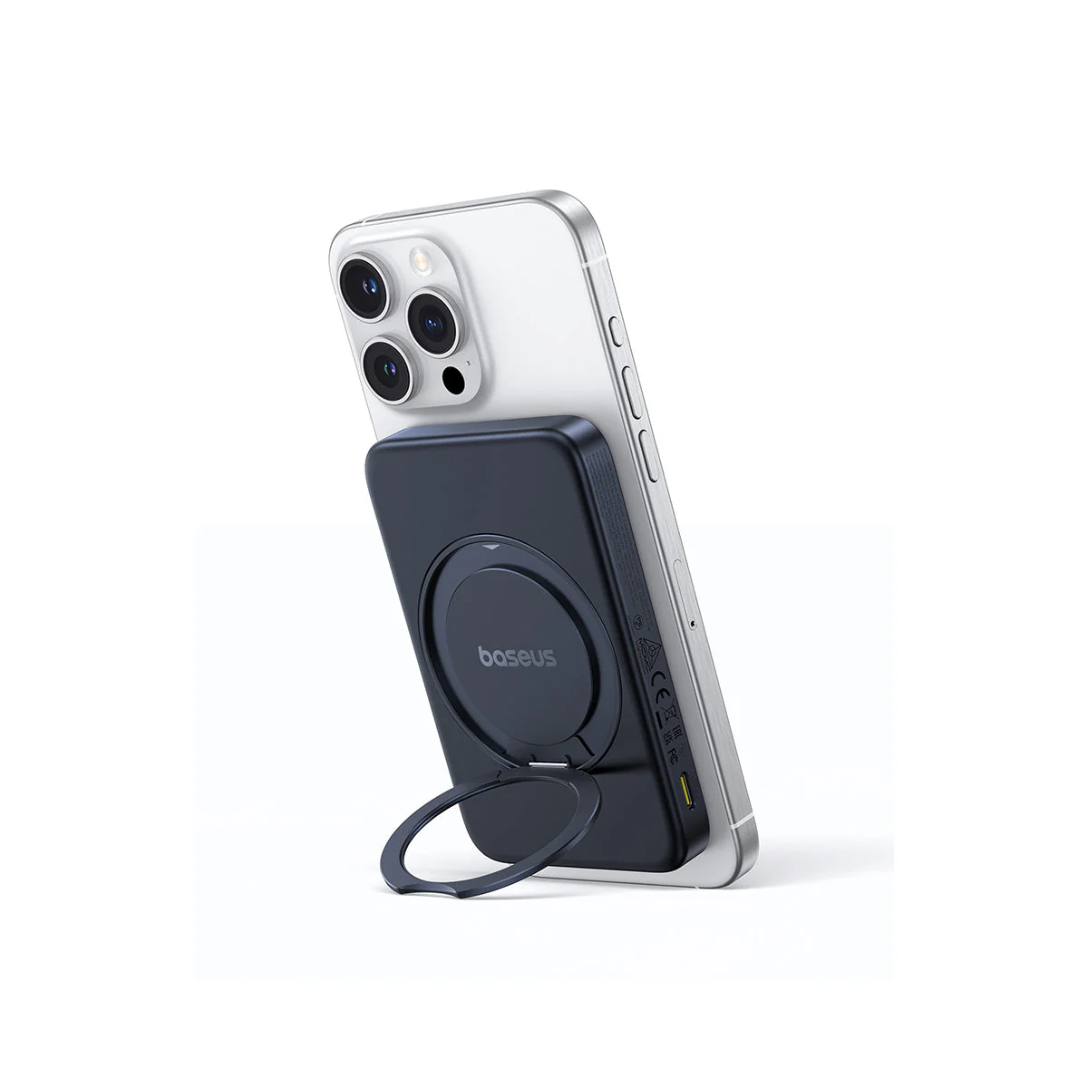 Baseus PicoGo Qi2 Magnetic Power Bank 5000mAh 20W with Rotatable Stand (Cosmic Black) (P10076802123-00) - Image 4