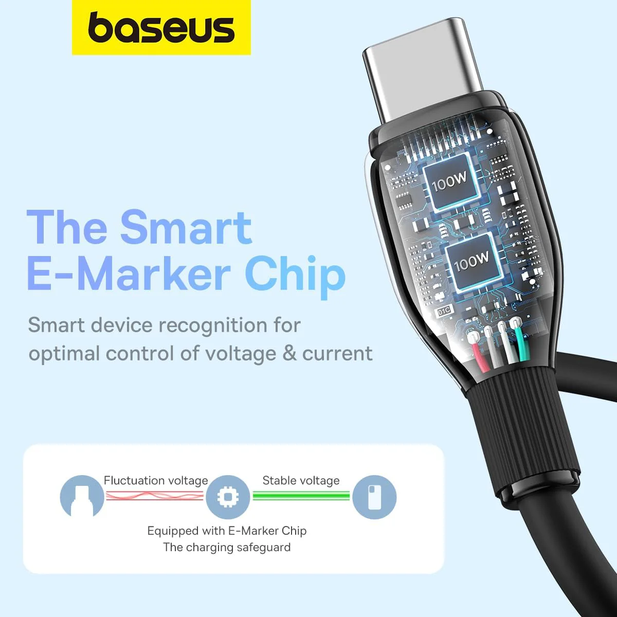 Baseus Pudding Series Fast Charging Cable Type-C to Type-C 100W (Cluster Black) (1.2M, 2M) (P10355702111-00, P10355702111-01) - Image 5