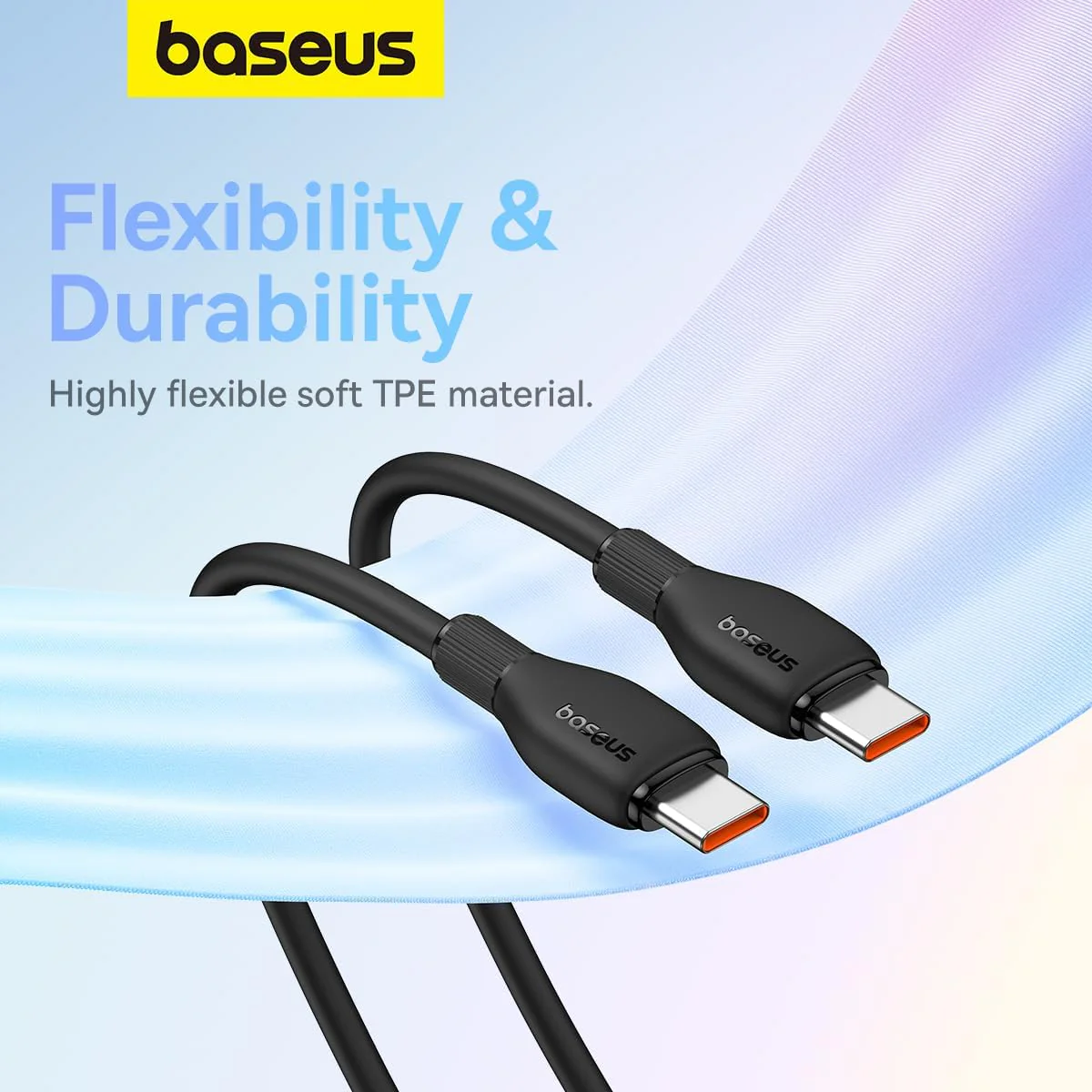 Baseus Pudding Series Fast Charging Cable Type-C to Type-C 100W (Cluster Black) (1.2M, 2M) (P10355702111-00, P10355702111-01) - Image 7