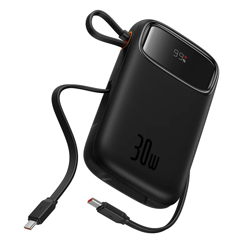 Baseus QPow 2 Digital Display Fast-Charging Power Bank with 2 Built-in Type-C Cable 20000mAh 30W (Cluster Black) (P10055009113-00) - Image 2